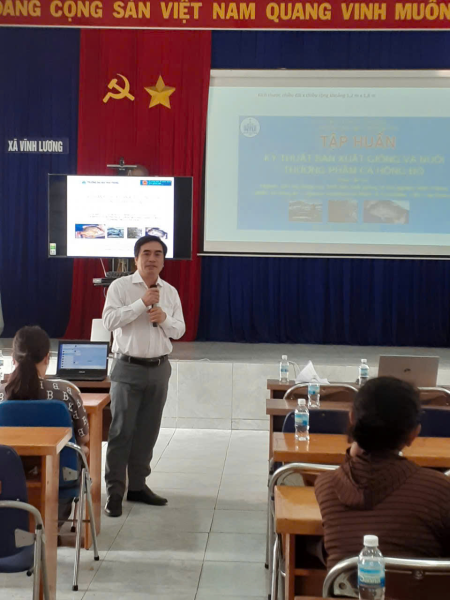 Tập huấn Kỹ thuật Sản xuất giống và nuôi thương phẩm cá Tai bồ và cá Hồng đỏ